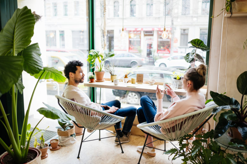 couple hanging out and having a serious conversation